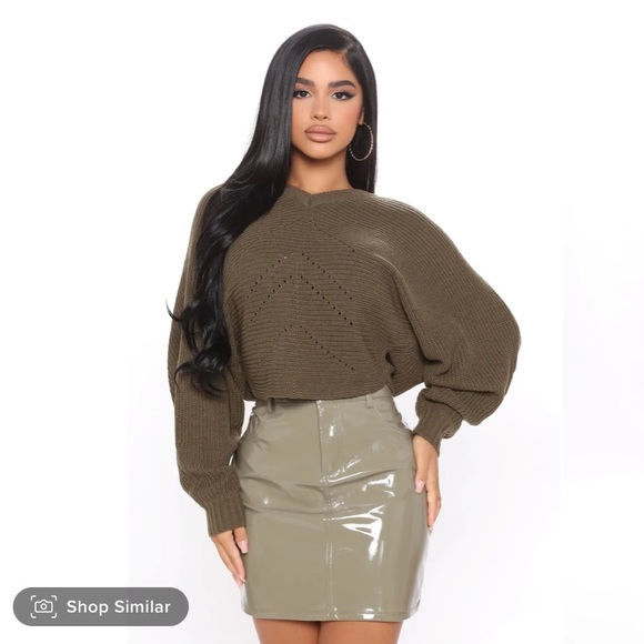 BNWOT FashionNova Jackie Sweater in Olive - Picture 1 of 3